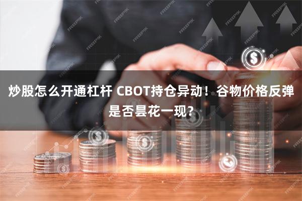 炒股怎么开通杠杆 CBOT持仓异动！谷物价格反弹是否昙花一现？